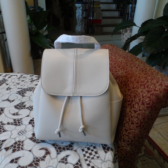 New Zara Ecru Faux Leather Medium Size Backpack main image 5